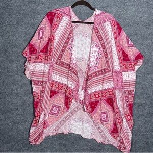 Altard State Women’s S/M Pink Floral Paisley Geometric Open Boho Kimono Coverup